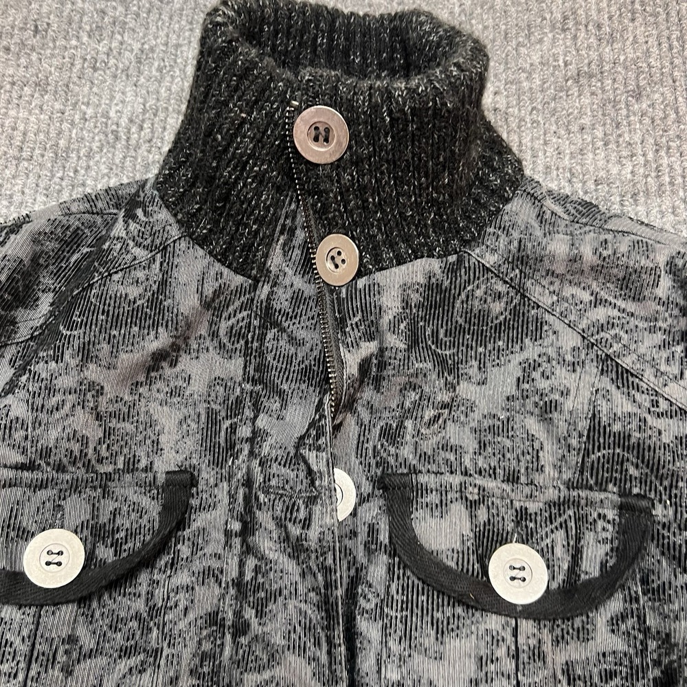 BKE Jacket Black Gray Buckle Paisley Corduroy Whimsygoth Utility Belted Lined - Picture 4 of 12